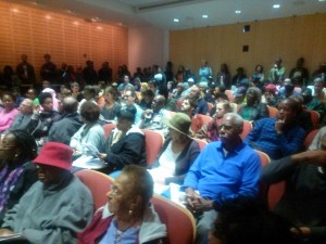 The packed Community Board 9 meeting at Medgar Evers College was cancelled abruptly mid-meeting.