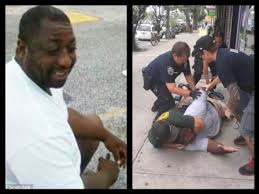Eric Garner being arrested and minutes before he dies.