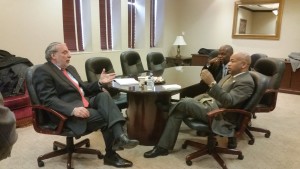 Assemblyman Dov Hikind meets with Assembly Speaker Carl Heastie yesterday in Boro Park.