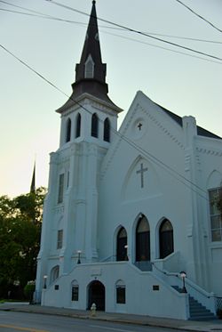 The Emanuel African Methodist Episcopal (AME) Church where the murders occurred. 
