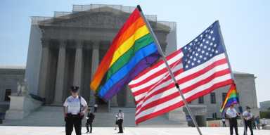 Proposition 8 rally outside of the Supreme Court