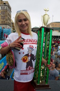 Miki Sudo successfully defended her title as the women's hot dog eating champion.