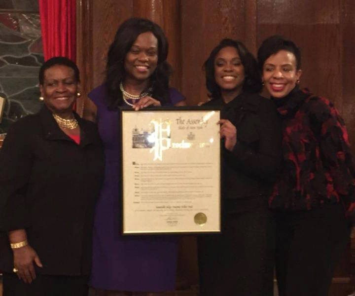 From left, Assembly Members Annette Robinson and Rodneyse Bichotte, Newly sworn in City Civil Court Judge Dweynie E. Paul and City Council Member Laurie Cumbo. 