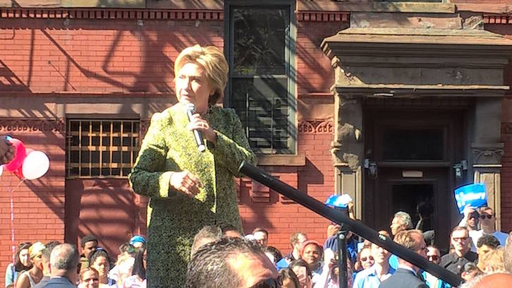Hillary Clinton in Bedford-Stuyvesant yesterday.