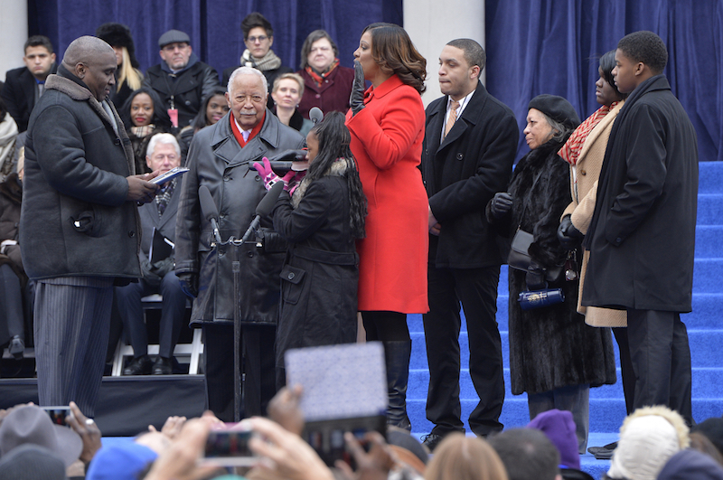 Letitia James takes the oath of Public Advocate office in 2014 to become the City's black woman to hold a citywide elected office. Photo by Paul Martinka