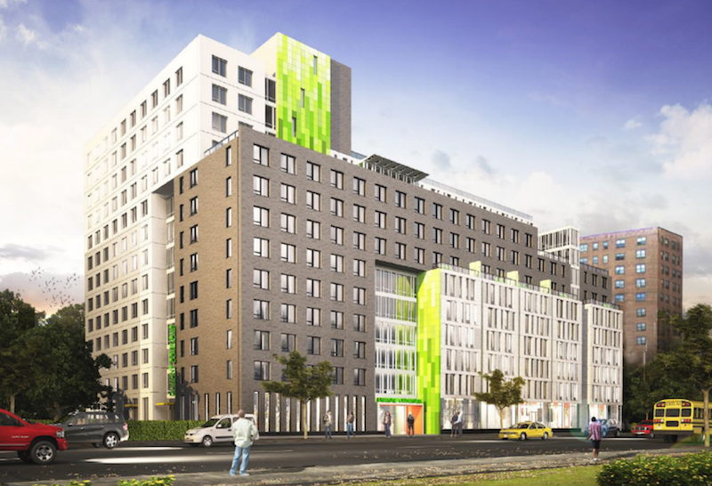 A rendering of the building slated for affordable housing on the Van Dyke Houses NYCHA property.