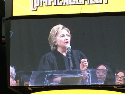 HIllary Clinton addressing graduates at the Medgar Evers College Commencement Ceremony 2017