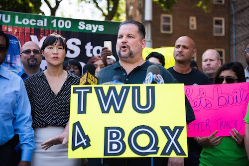 John Samuelsen, Local 100 and TWU of America International giving endorsement to the Brooklyn-Queens Connector (BQX)