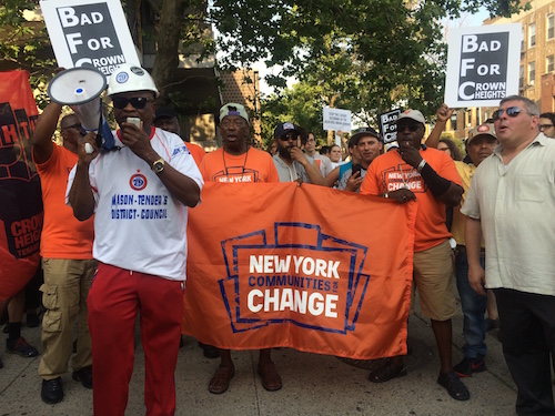 New York Communities for Change (NYCC) and local residents rallying in protest of the Bedford Unioin Armory redevelopment plan