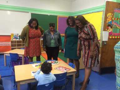 Assembly member Latrice Walker and Public Advocate Tish James visiting with Elias Nuesi