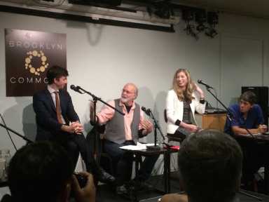 Councilman Stephen Levin and District 33 Candidate Victoria Cambranes take part in a debate