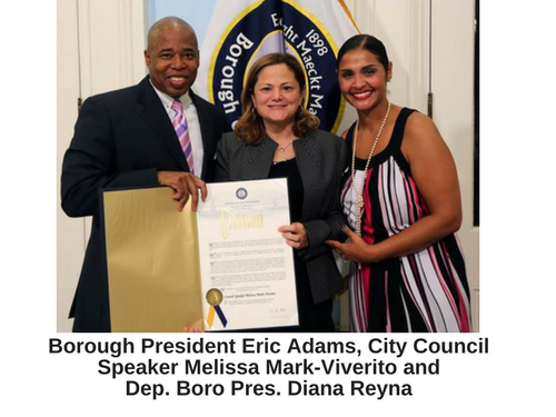Brooklyn Borough President, Eeric Adams, City Council Speaker Melissa Mark-Viverito and Dep. Borogh President Diana Reyna from the