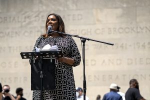 Attorney General of New York Letitia James at George Floyd memorial in Brooklyn, NY.