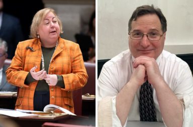 (Left) State Senator Liz Krueger [Photo credit: NY Senate] (Right) Mike Zumbluskas [Photo credit: James Behr]