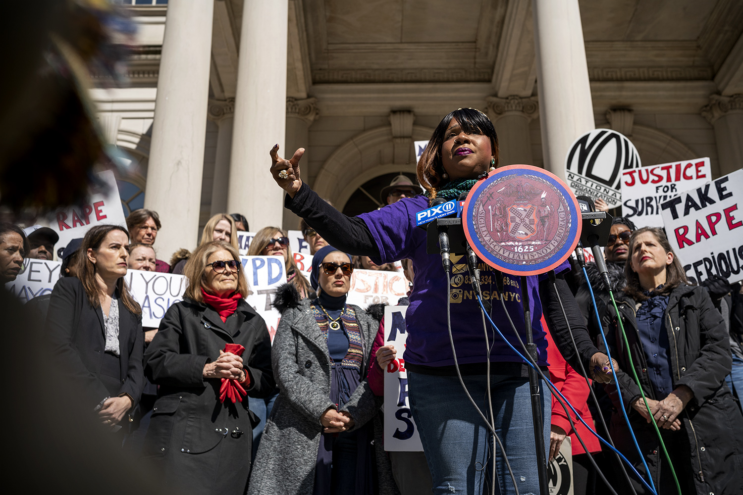 Aniya A., founder of the Neighborhood Violence Survivors Alliance shared her own story of becoming homeless after an attempted home invasion of her home in the Bronx that was ignored by NYPD. Photo by Tsubasa Berg