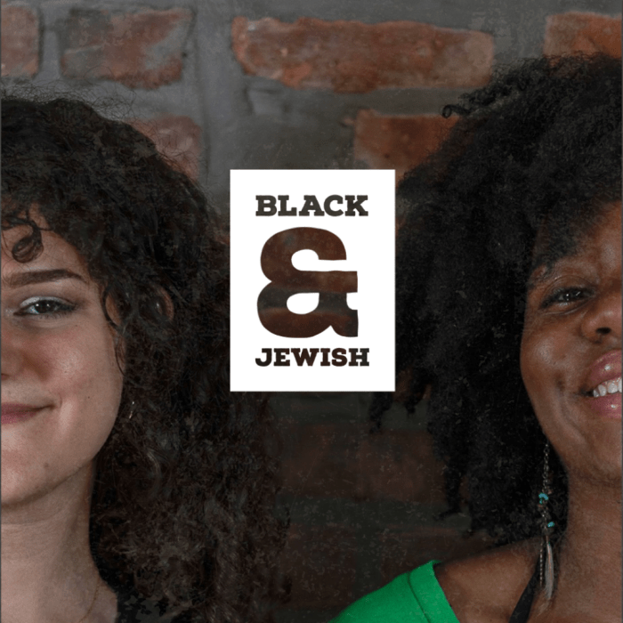 Chaya and Ariama with the logo for "Black & Jewish" logo