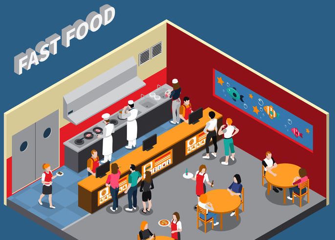 Fast Food Restaurant Isometric Illustration