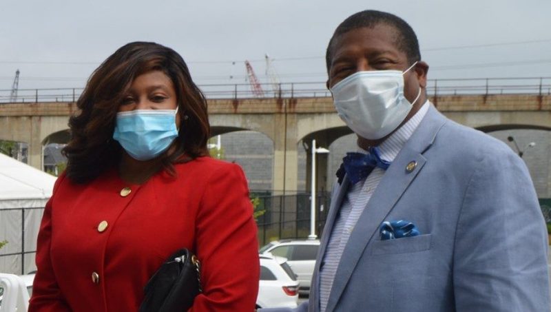 Lisa George and State Senator James Sanders Jr.