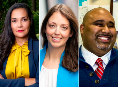 headshots of Aleta Lafargue, Kim Moscaritolo, Corey Ortega
