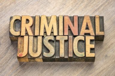 criminal justice words in wood type