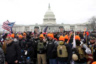 FILE PHOTO: Supporters of U.S. President Donald Trump gather in Washington