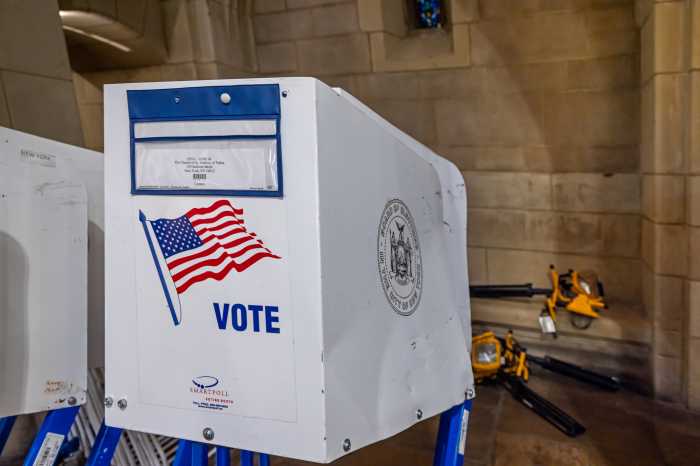 Ballot boxes in a episcopal church in New York